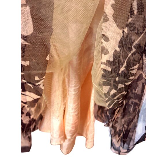 Vintage Y2K BCBGMaxAzria Strapless Dress Medium Petite Mesh Tulle Brown - Picture 9 of 13